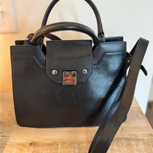 Jimmy Choo  Black Calf Leather Handbag can be worn Crossbody